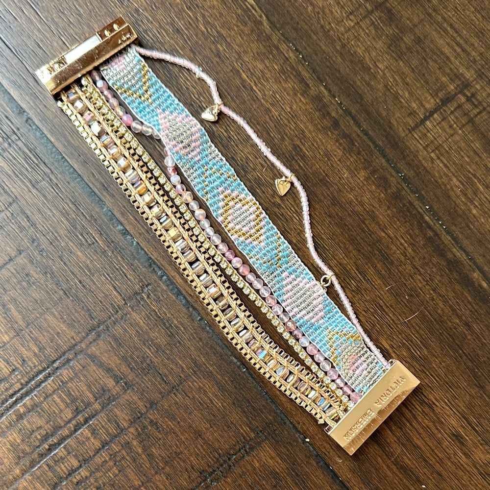 Victoria Emerson Amalfi Boho Bracelet With Engraved Magnetic Clasp one size EUC